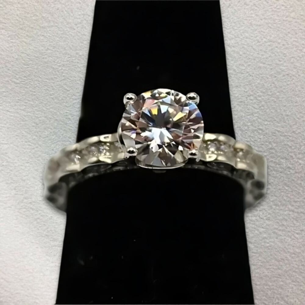 2 Ct Moissanite Wedding Ring Hypoallergenic Rhodium Plated 925 Sterling Silver 6